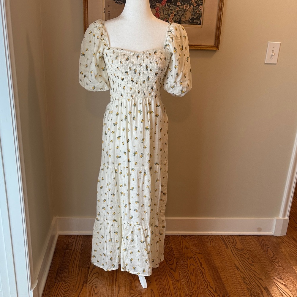 Faithfull the Brand Cream Maxi Dress with Yellow Floral Print